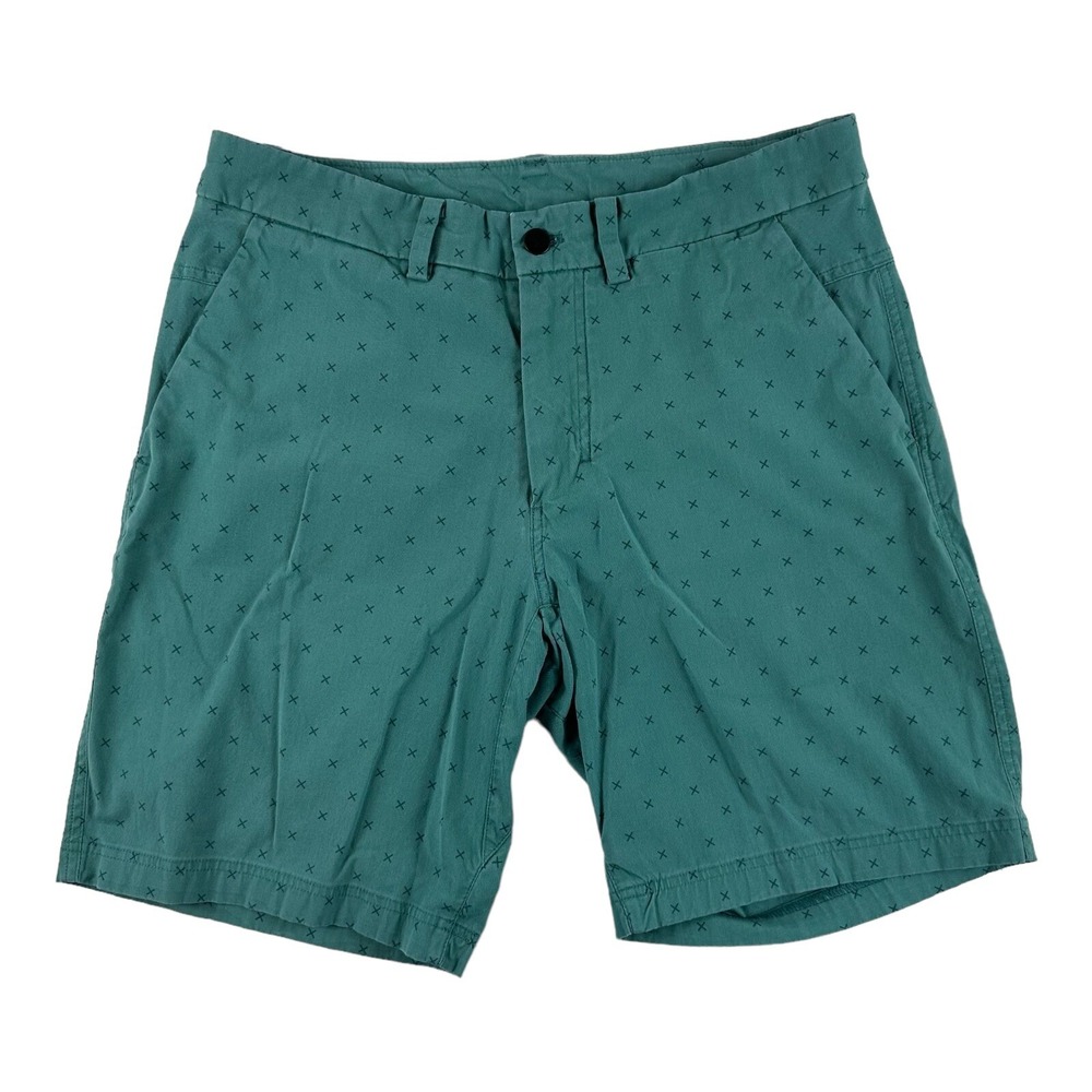Lululemon Teal Blue Patterned Mens Chino Shorts Size 34 Excellent